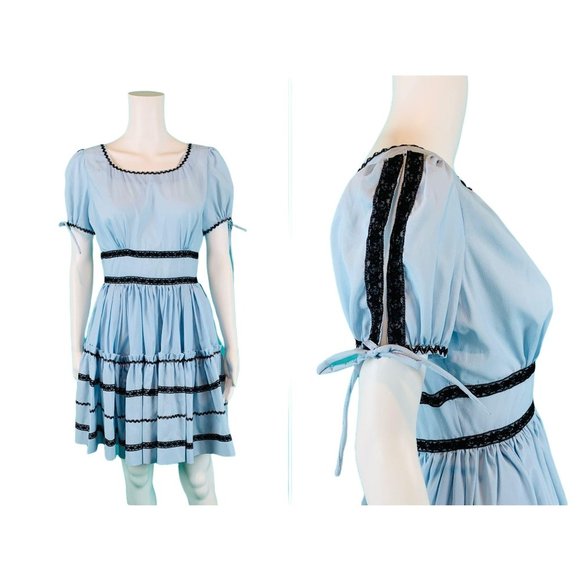 Vintage 1960s Party Square Dance Ric Rac Dress | W 28" - Picture 2 of 10